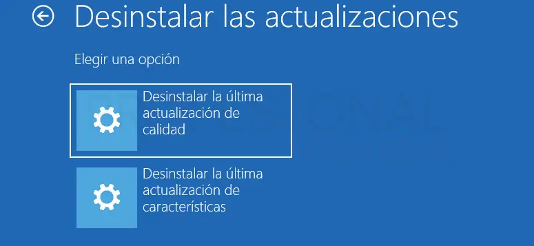 como desinstalar las actualizaciones de Windows 10