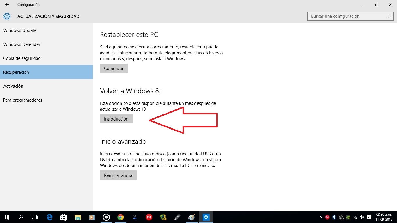 volver a Windows 7 o 8.1 desde Windows 10