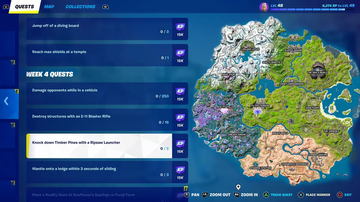 Fortnite derriba pinos de madera