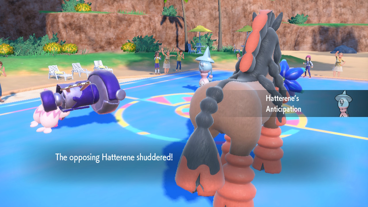 Lucha en el estadio de batalla de Pokémon Escarlata y Violeta