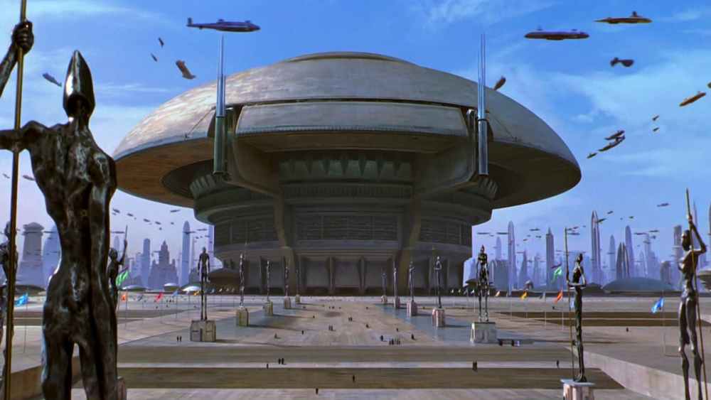 El edificio del Senado que se muestra en las precuelas de Star Wars.