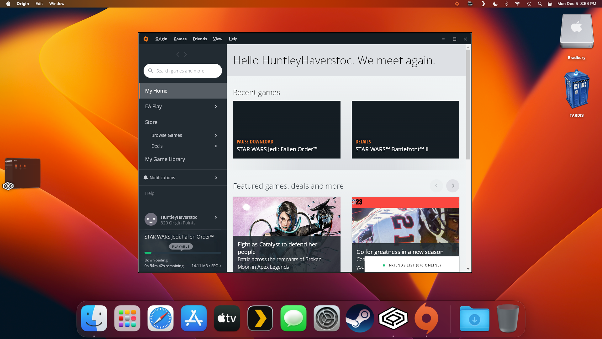 La aplicación Origin de EA para Windows solo se ejecuta en una Mac a través de CrossOver.