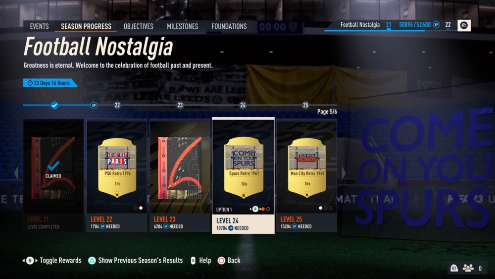 Captura de pantalla de las recompensas de la temporada FIFA 23